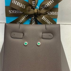 Birks Bee Chic Emerald & Silver Stud Earrings